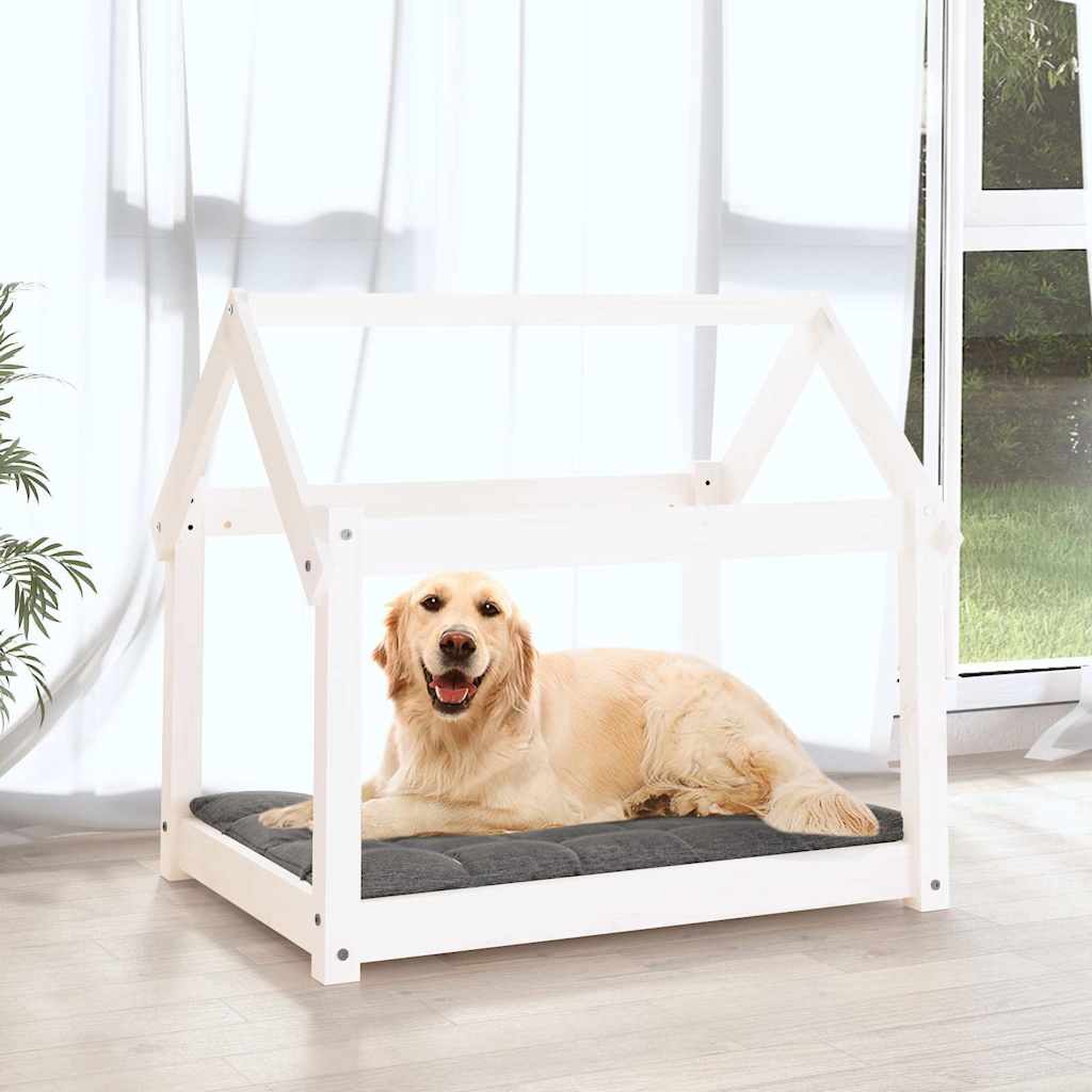 vidaXL Dog Bed White 81x60x70 cm Solid Wood Pine 3