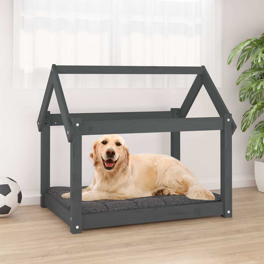 vidaXL Dog Bed Grey 81x60x70 cm Solid Wood Pine 1