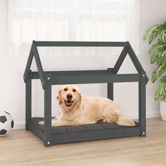 vidaXL Dog Bed Grey 81x60x70 cm Solid Wood Pine 1