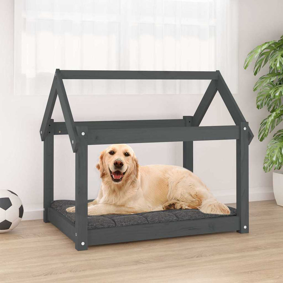 vidaXL Dog Bed Grey 81x60x70 cm Solid Wood Pine 1
