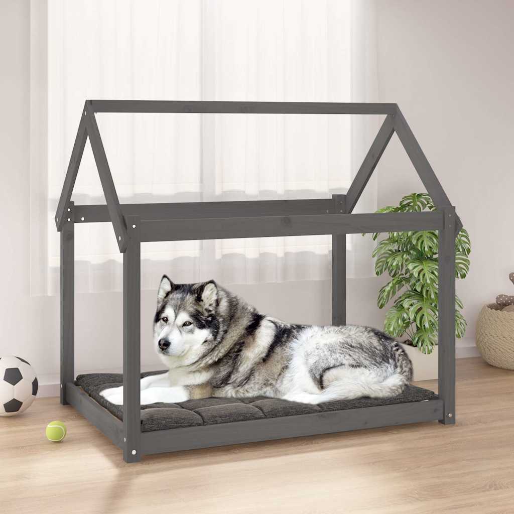 vidaXL Dog Bed Grey 111x80x100 cm Solid Wood Pine 1