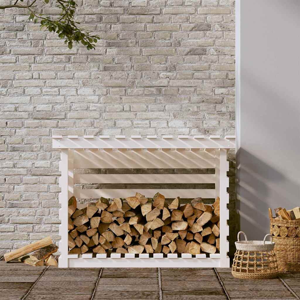 vidaXL Firewood Rack White 108x73x79 cm Solid Wood Pine 3