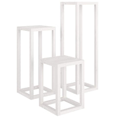 3 Piece Plant Stand Set Solid Wood Pine White