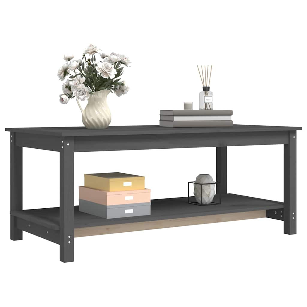 vidaXL Coffee Table Grey 110x55x45 cm Solid Wood Pine 6