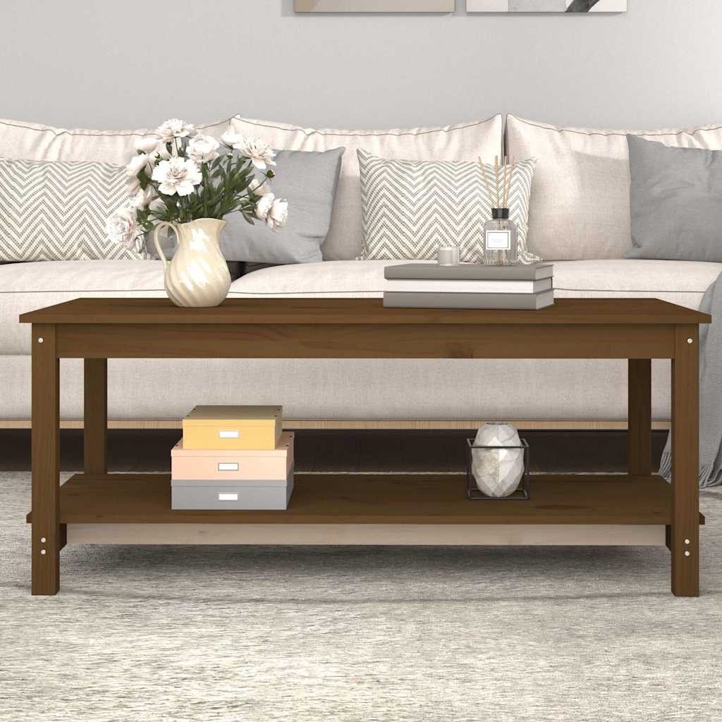 vidaXL Coffee Table Honey Brown 110x55x45 cm Solid Wood Pine 1