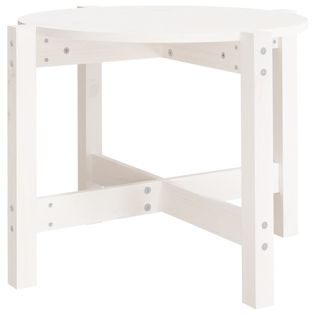 vidaXL Coffee Table White Ø 62.5x45 cm Solid Wood Pine 2