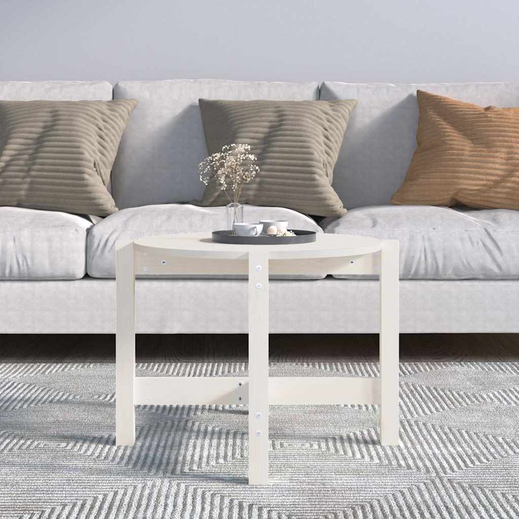 vidaXL Coffee Table White Ø 62.5x45 cm Solid Wood Pine 3