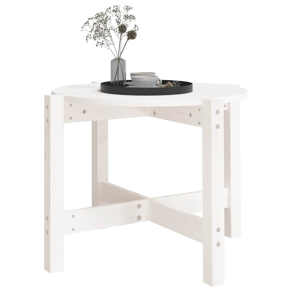 vidaXL Coffee Table White Ø 62.5x45 cm Solid Wood Pine 4