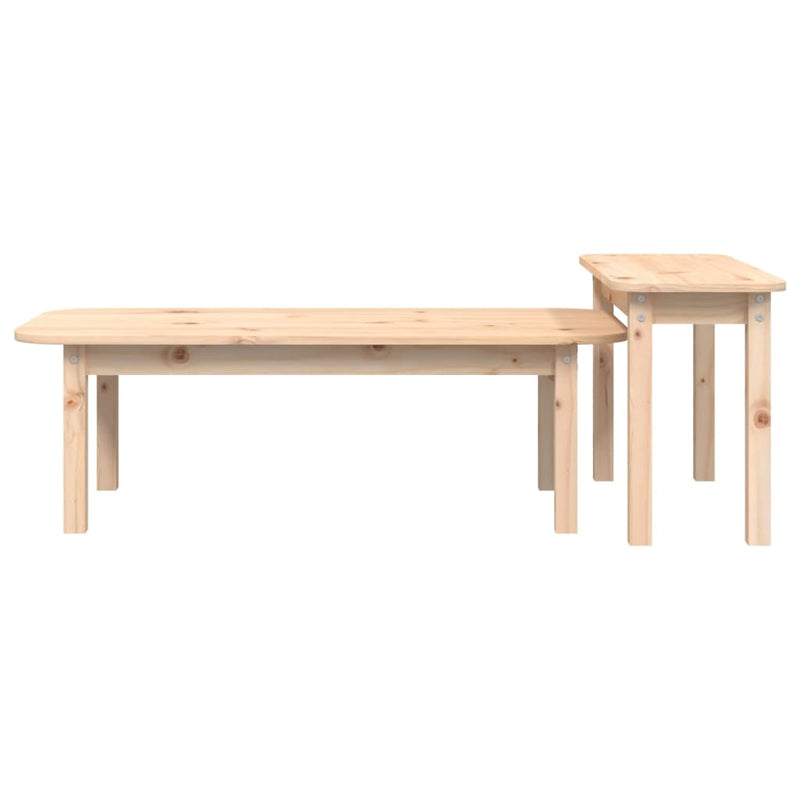 Juego de mesa de centro de 2 piezas de madera maciza de pino