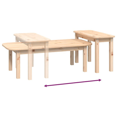 Juego de mesa de centro de 2 piezas de madera maciza de pino