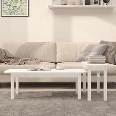 vidaXL 2 Piece Coffee Table Set White Solid Wood Pine 3