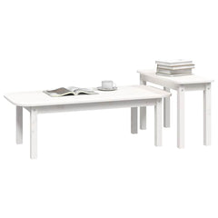 vidaXL 2 Piece Coffee Table Set White Solid Wood Pine 4