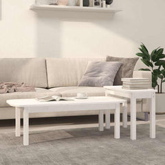 vidaXL 2 Piece Coffee Table Set White Solid Wood Pine 1