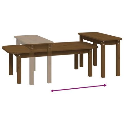 Juego de mesa de centro de 2 piezas de madera maciza de pino color marrón miel