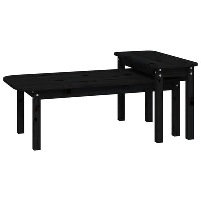 Juego de mesa de centro de 2 piezas de madera maciza de pino negro