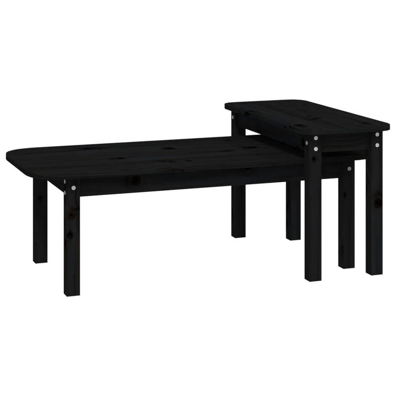 Juego de mesa de centro de 2 piezas de madera maciza de pino negro