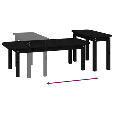 Juego de mesa de centro de 2 piezas de madera maciza de pino negro