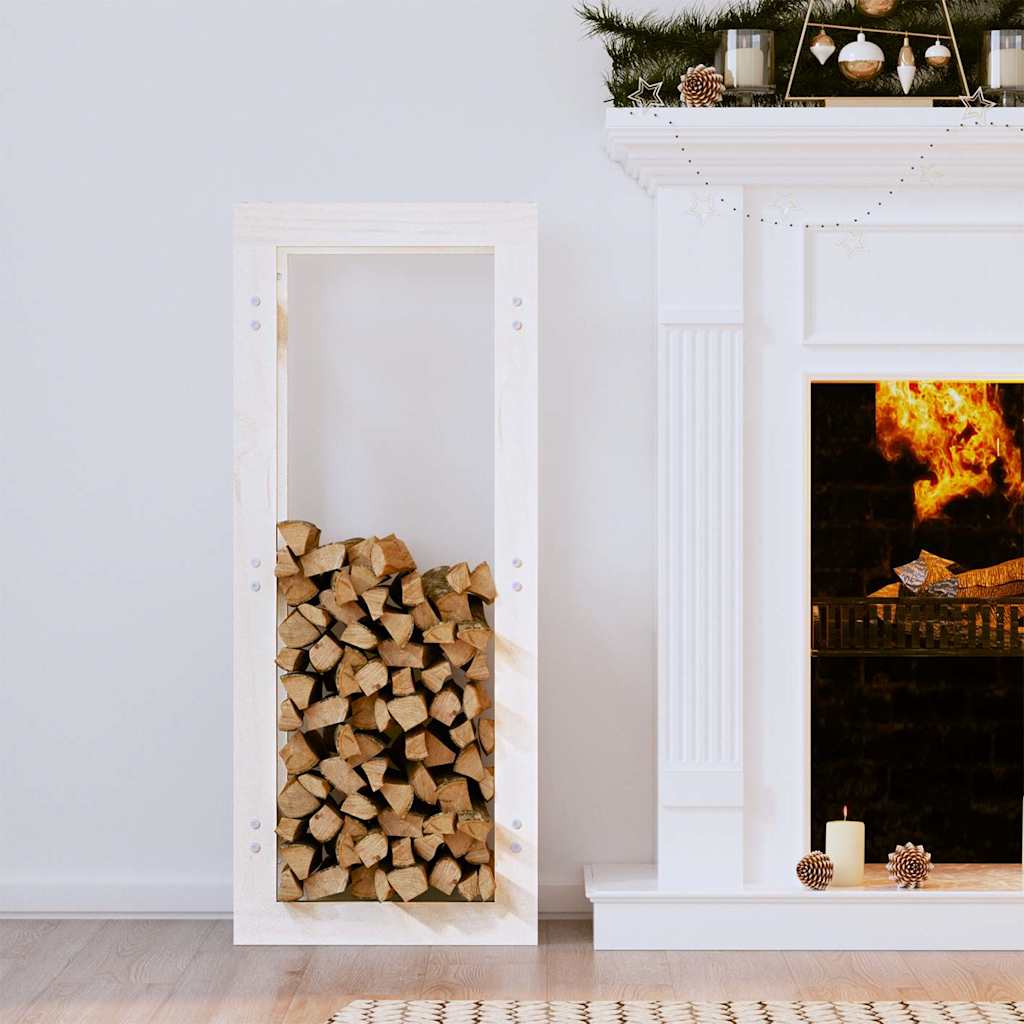 vidaXL Firewood Rack White 41x25x100 cm Solid Wood Pine 1