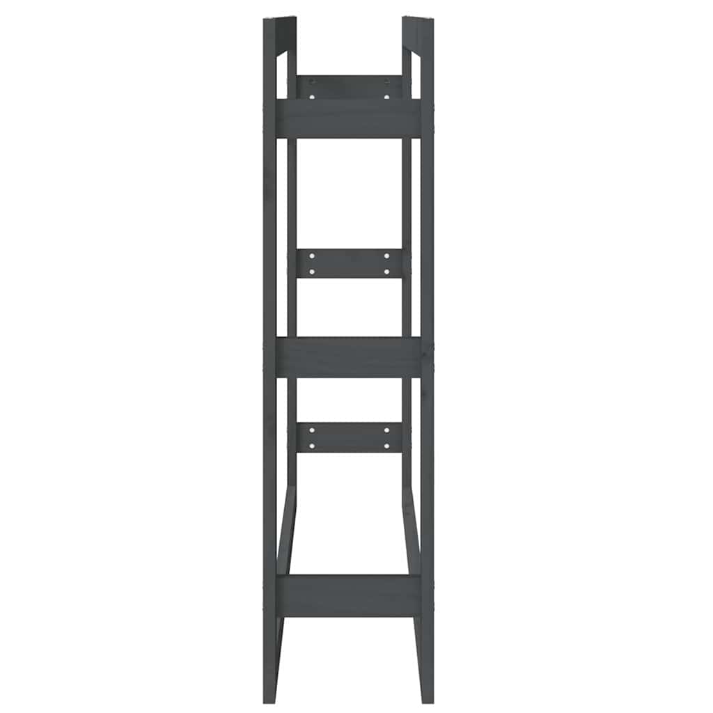 vidaXL Firewood Rack Grey 100x25x100 cm Solid Wood Pine 6