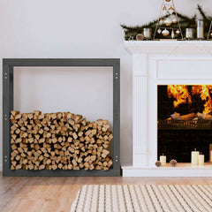 vidaXL Firewood Rack Grey 100x25x100 cm Solid Wood Pine 1