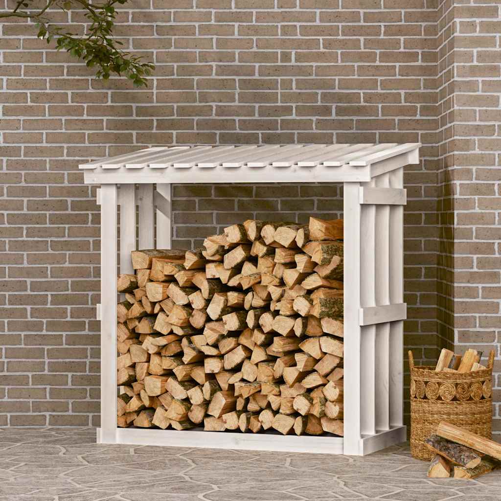 Firewood Rack 108x64,5x77 cm Solid Wood Pine White