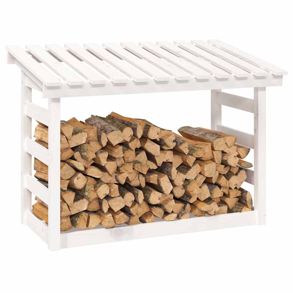 vidaXL Firewood Rack White 108x64.5x78 cm Solid Wood Pine 4