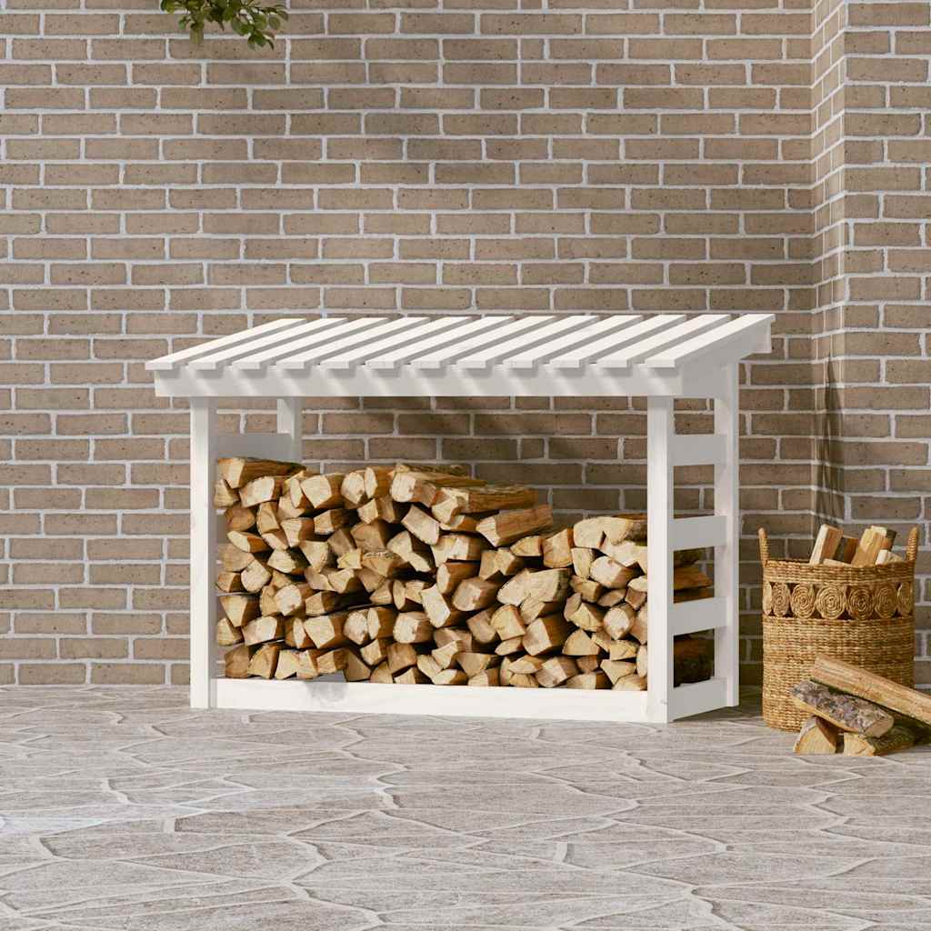 vidaXL Firewood Rack White 108x64.5x78 cm Solid Wood Pine 1