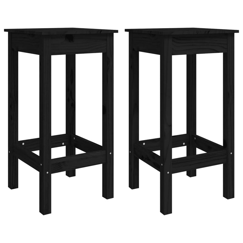 5 Piece Bar Set Black Solid Wood Pine