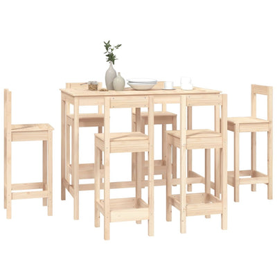 7 Piece Bar Set Solid Wood Pine