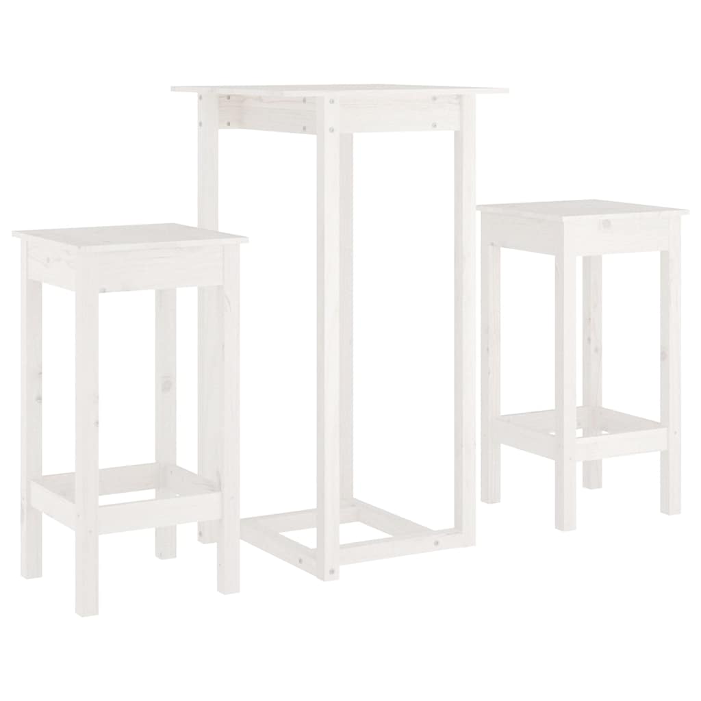 vidaXL 3 Piece Bar Set White Solid Wood Pine 2
