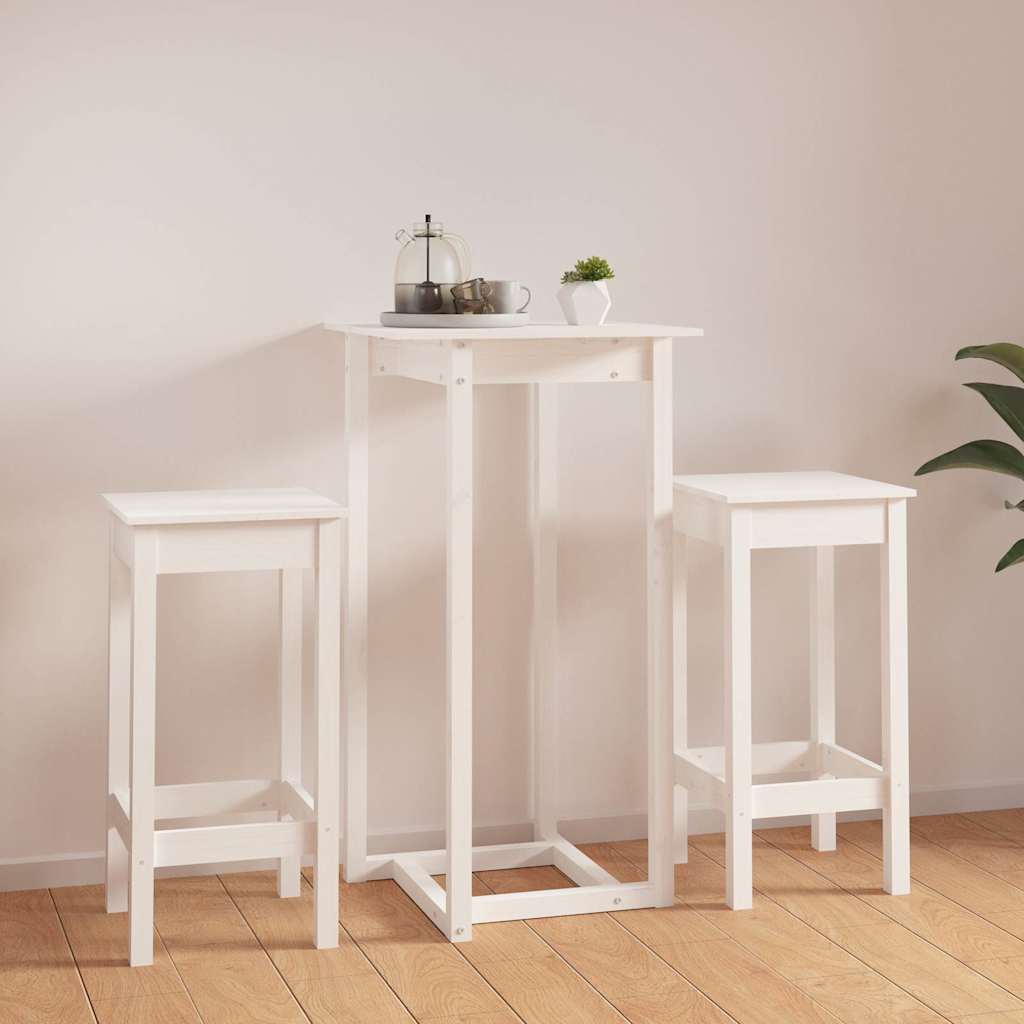 vidaXL 3 Piece Bar Set White Solid Wood Pine 3