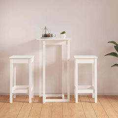 vidaXL 3 Piece Bar Set White Solid Wood Pine 1