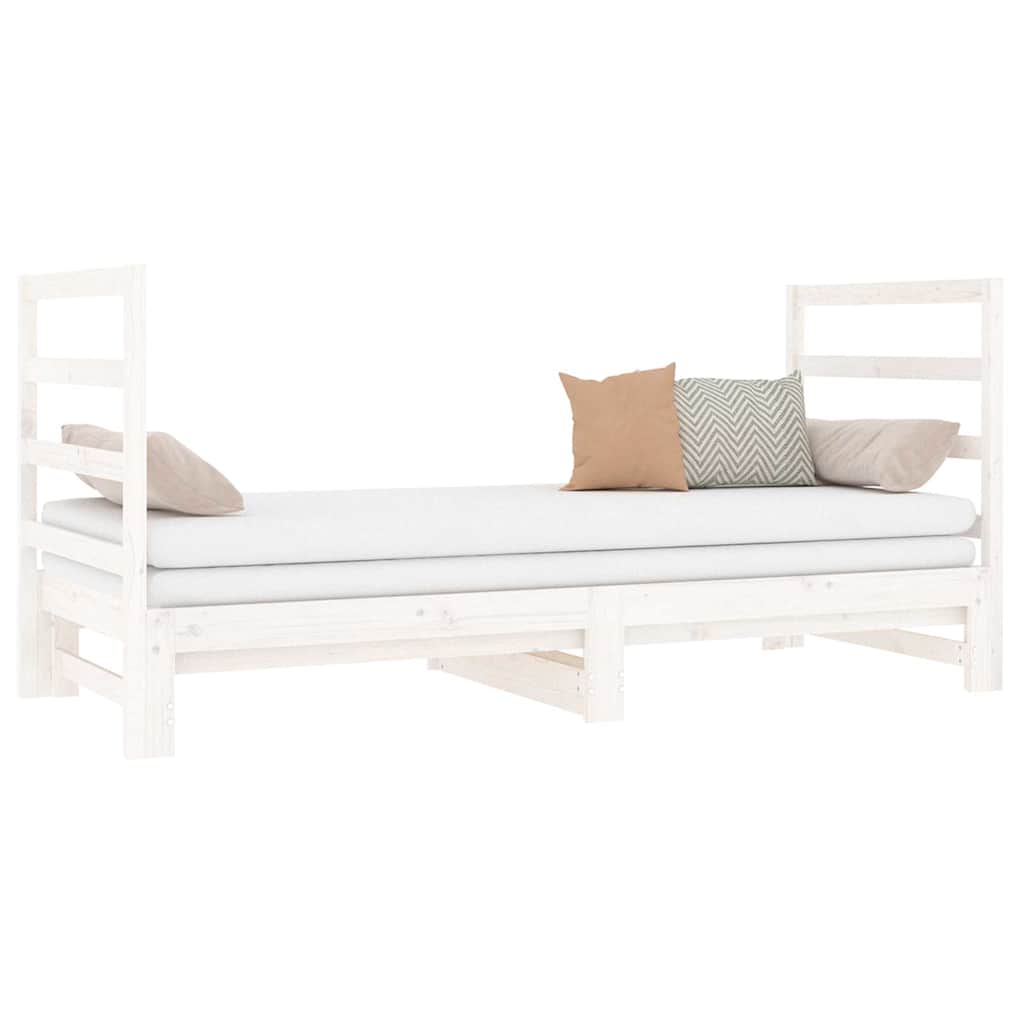 vidaXL Pull-out Day Bed without Mattress White 2x(90x190) cm 4