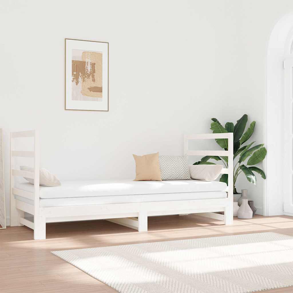 vidaXL Pull-out Day Bed without Mattress White 2x(90x190) cm 1