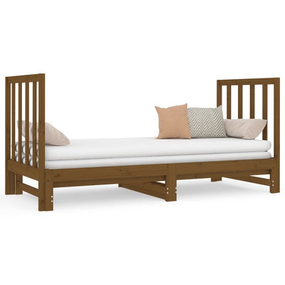 Pull-out Day Bed Honey Brown 2x(90x190) cm Solid Wood Pine