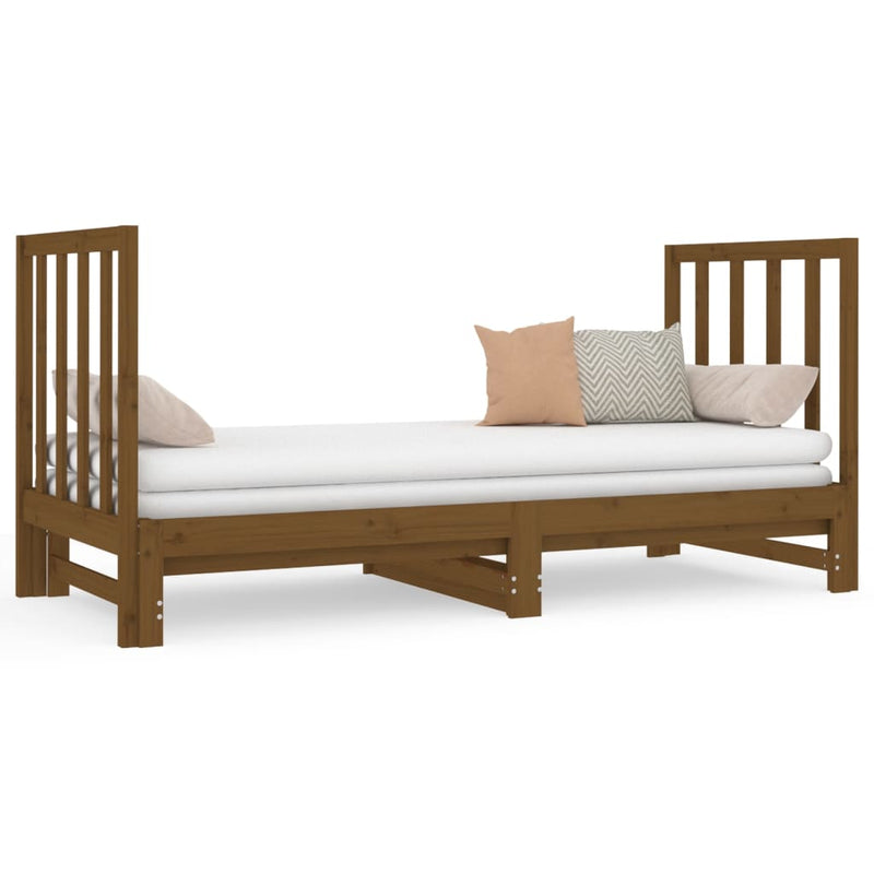 Pull-out Day Bed Honey Brown 2x(90x190) cm Solid Wood Pine