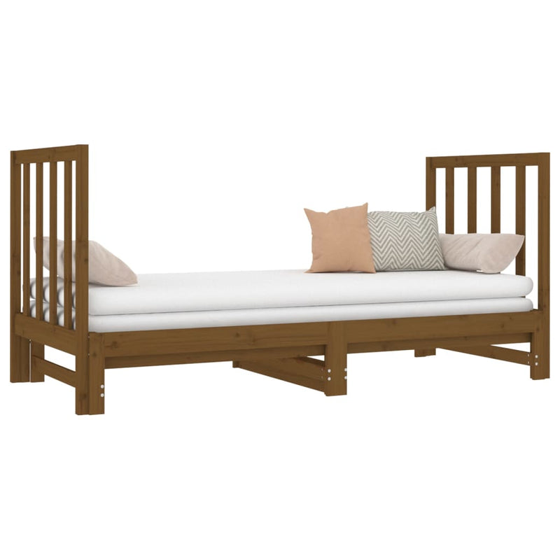 Pull-out Day Bed Honey Brown 2x(90x190) cm Solid Wood Pine