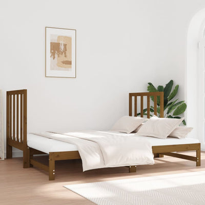 Pull-out Day Bed Honey Brown 2x(90x190) cm Solid Wood Pine