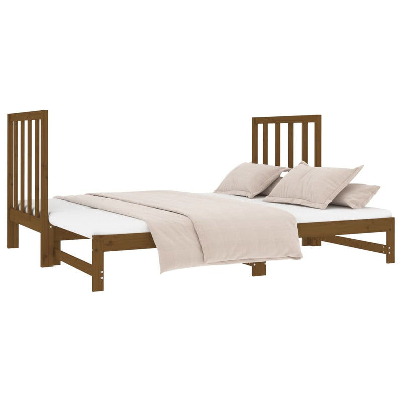 Pull-out Day Bed Honey Brown 2x(90x190) cm Solid Wood Pine