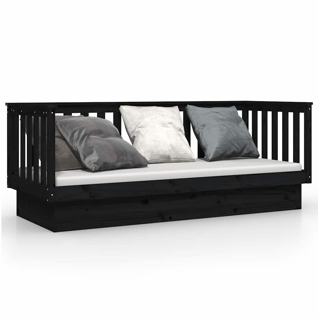 Day Bed without Mattress Solid Wood Pine Black