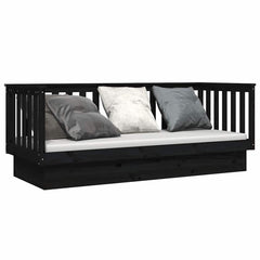 Day Bed without Mattress Solid Wood Pine Black