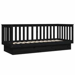 Day Bed without Mattress Solid Wood Pine Black