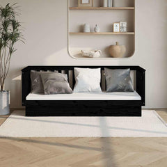 Day Bed without Mattress Solid Wood Pine Black