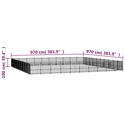 Outdoor Dog Kennel Steel 94.09 m²