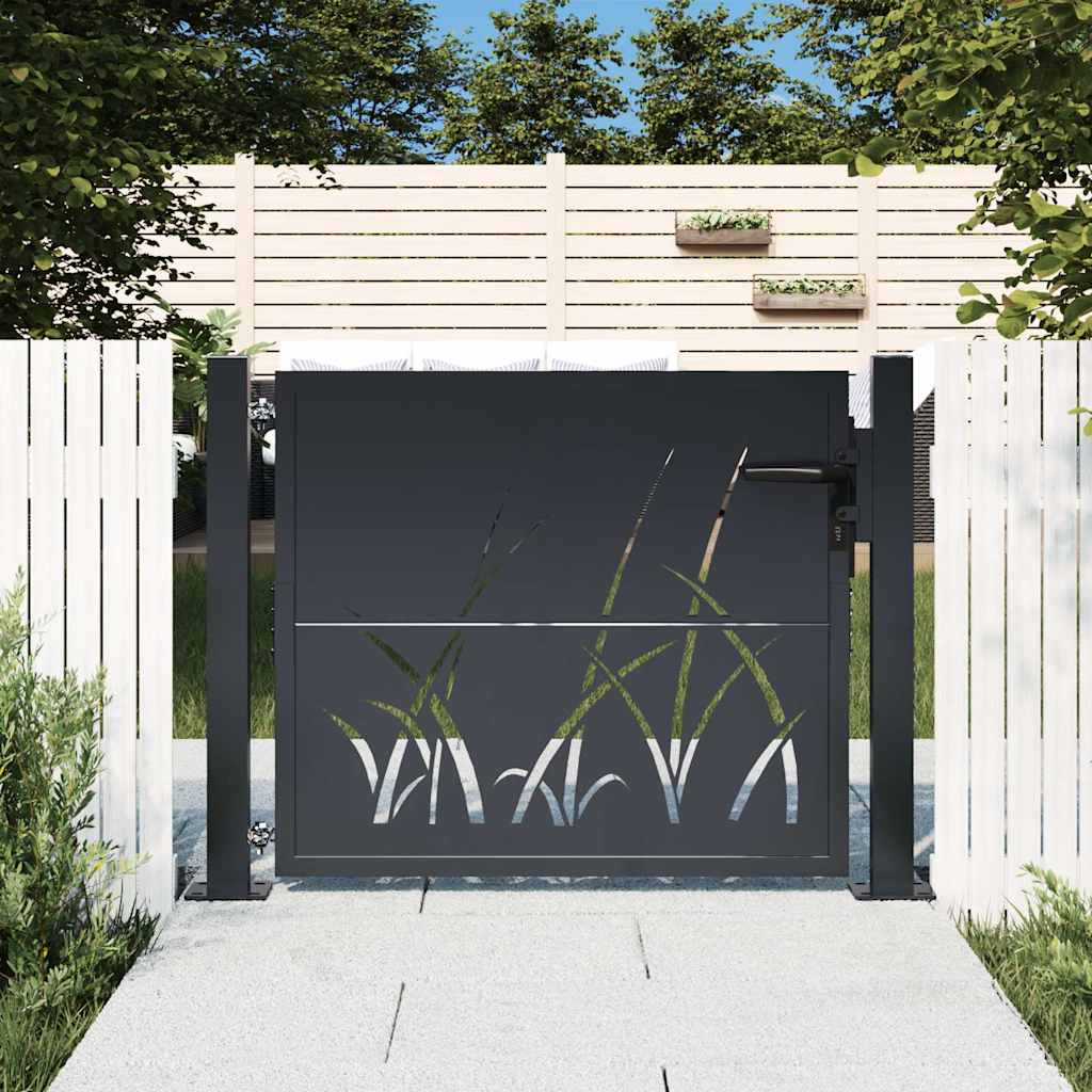 Garden Gate Anthracite Steel Grass Design 100 x 75 cm