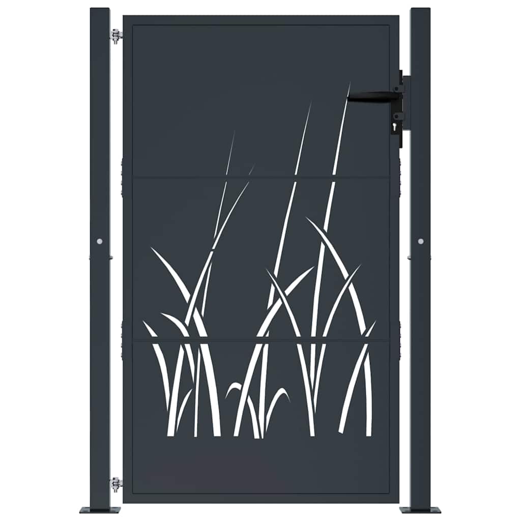 Garden Gate Anthracite Steel Grass Design 100 x 150 cm