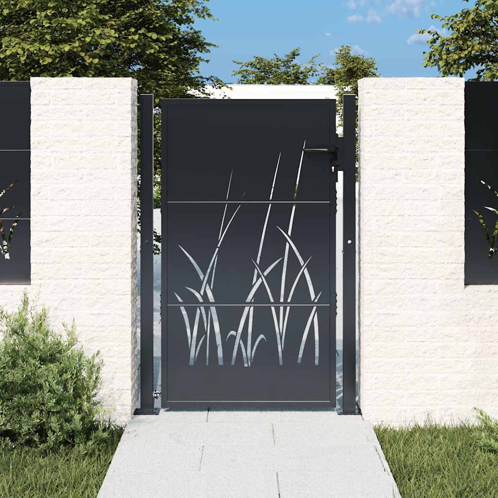 Garden Gate Anthracite Steel Grass Design 100 x 150 cm