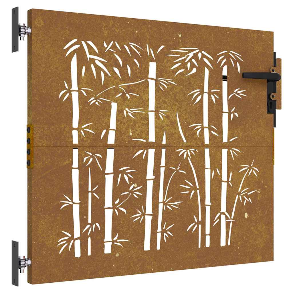 Garden Gate Corten Steel Bamboo Design Rusty 85 x 75 cm