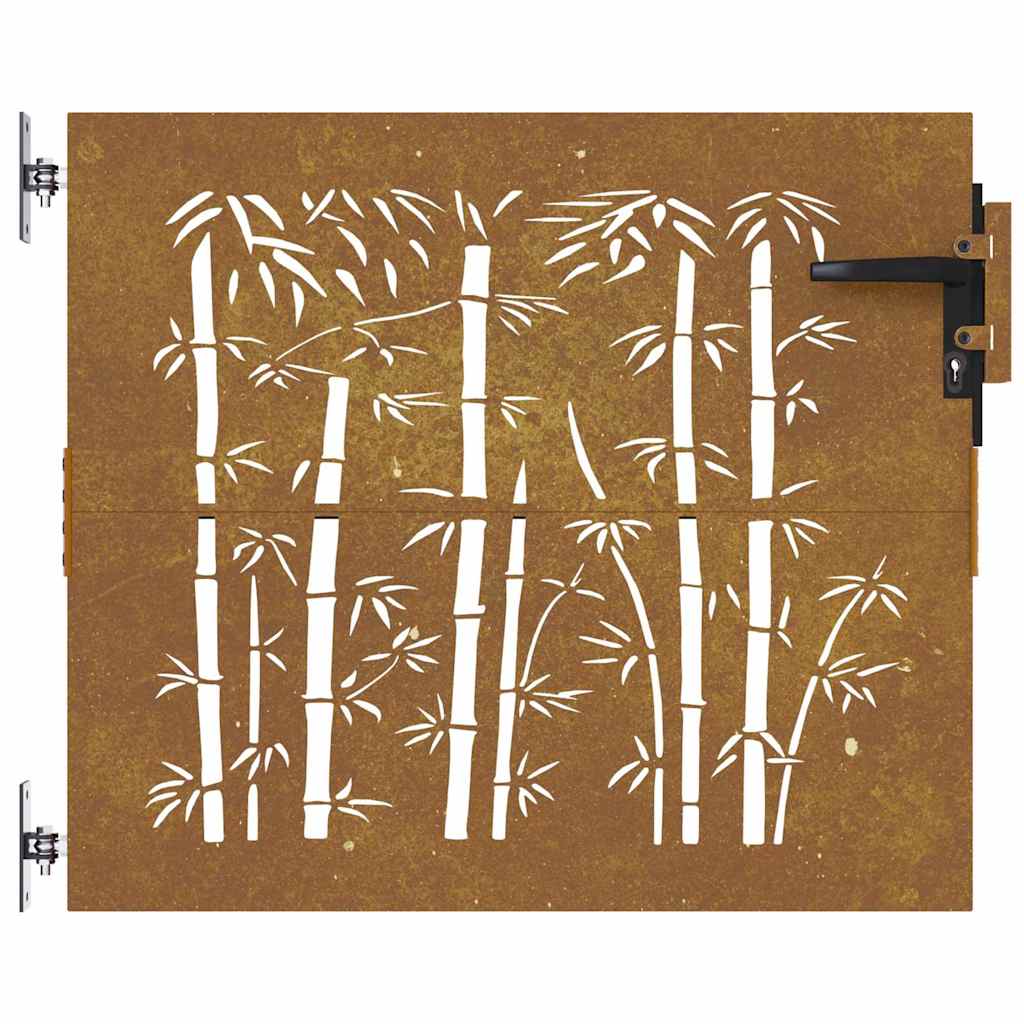 Garden Gate Corten Steel Bamboo Design Rusty 85 x 75 cm