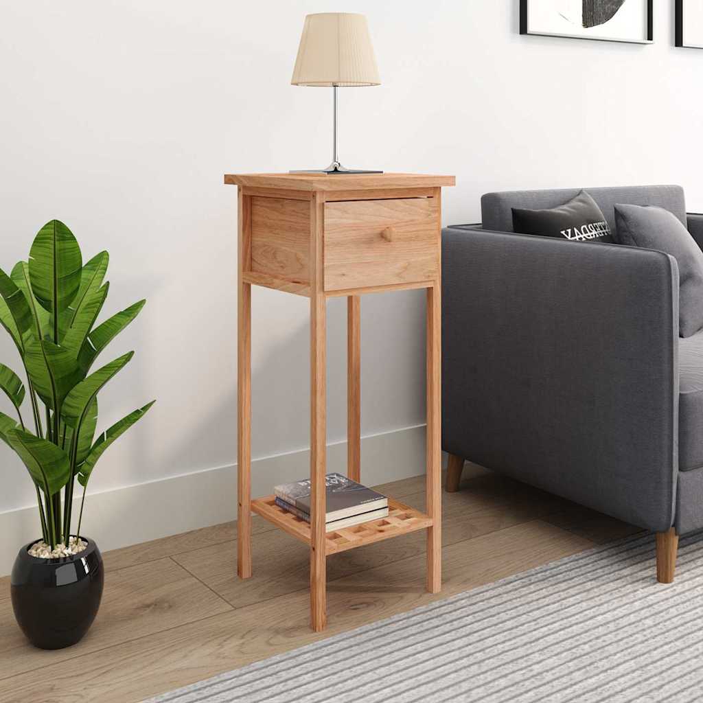vidaXL Side Table with Drawer 25x25x60cm Solid Wood Walnut 1